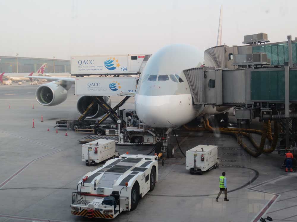 Airbus A380-800 of Qatar Airways at Doha Hamad International Airport