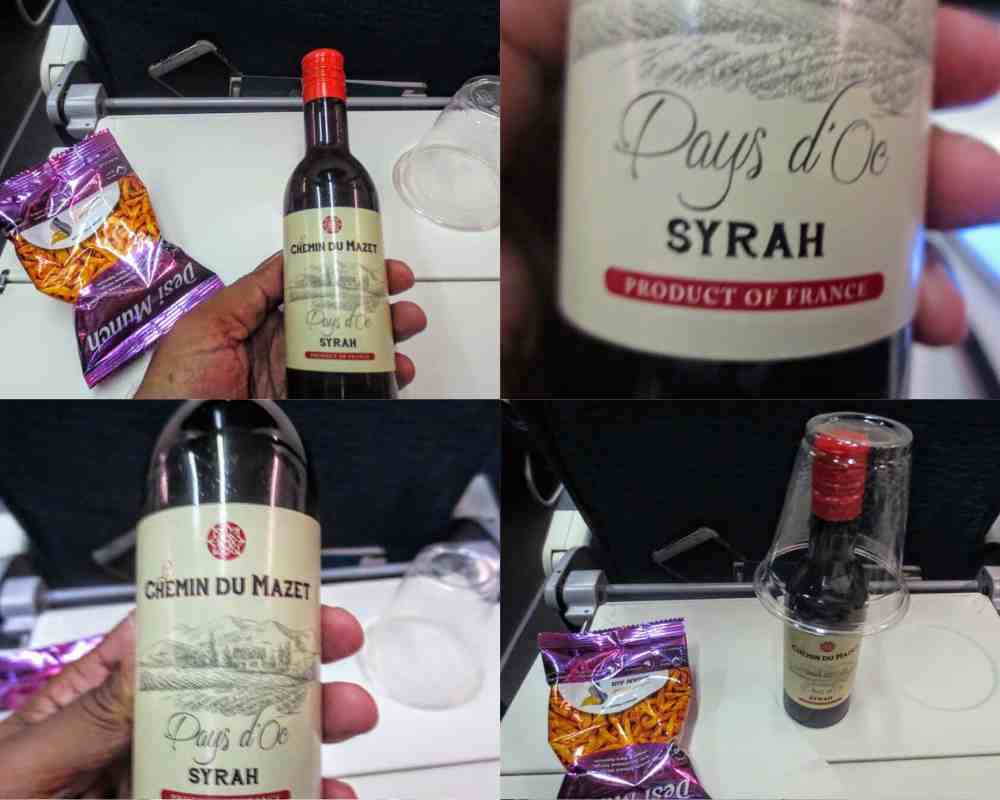 Oman Air Beverages : Bottle of Red Wine made in France
